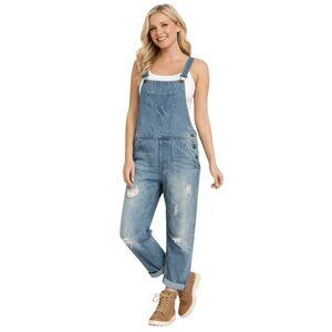 ZARA Z1975  Distressed Size Small Denim Overalls Adjustable Straps